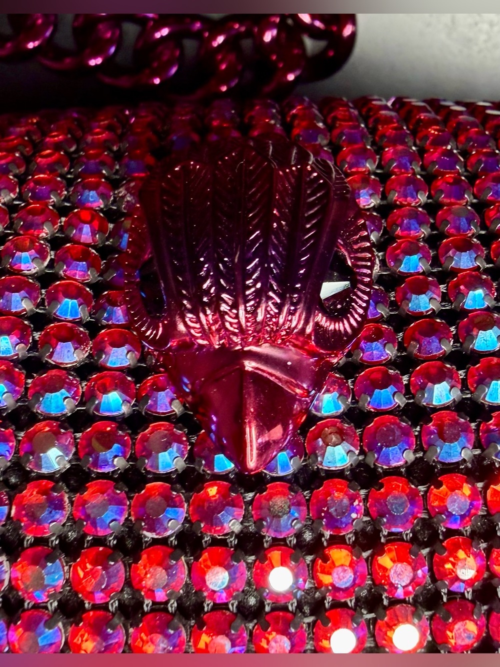 Kurt Geiger London Party Crystal Pouchette Shoulder Bag in Fuchsia / Purple - Picture 4 of 11